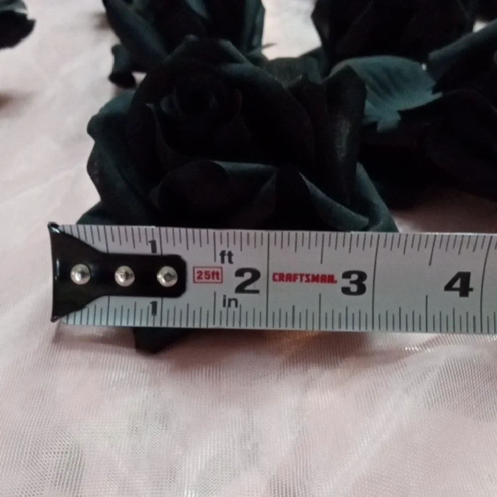 100 Elegant Black Faux Silk Rose Heads